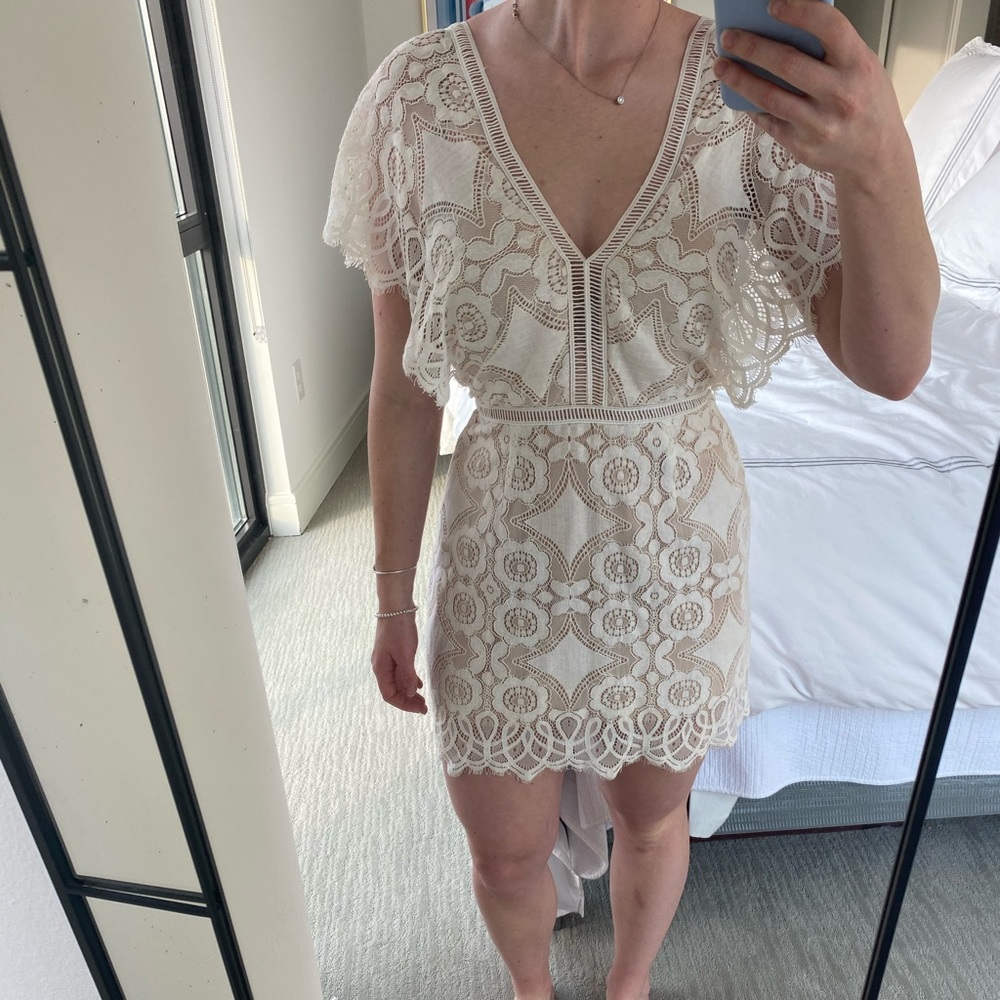 White lace mini dress!